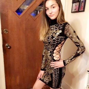 Fashion nova studded lace up dress